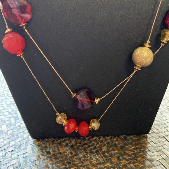 Red and Gold Long Necklace - Picture 4 of 7